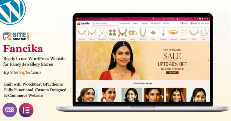 Fancika - Ready to use WordPress Website for Fancy Jewellery Stores - by SiteCrafted