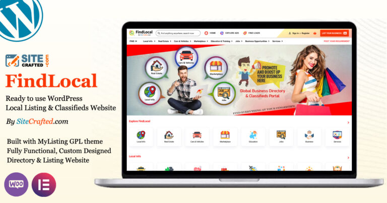 FindLocal - Ready to use WordPress Local Listing & Classifieds Website - by SiteCrafted